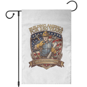 American Construction Worker Garden Flag Building America For 250 Years TS12 White Print Your Wear