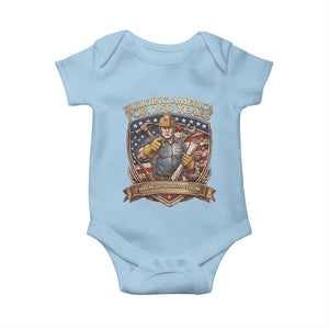 American Construction Worker Baby Onesie Building America For 250 Years TS12 Light Blue Print Your Wear