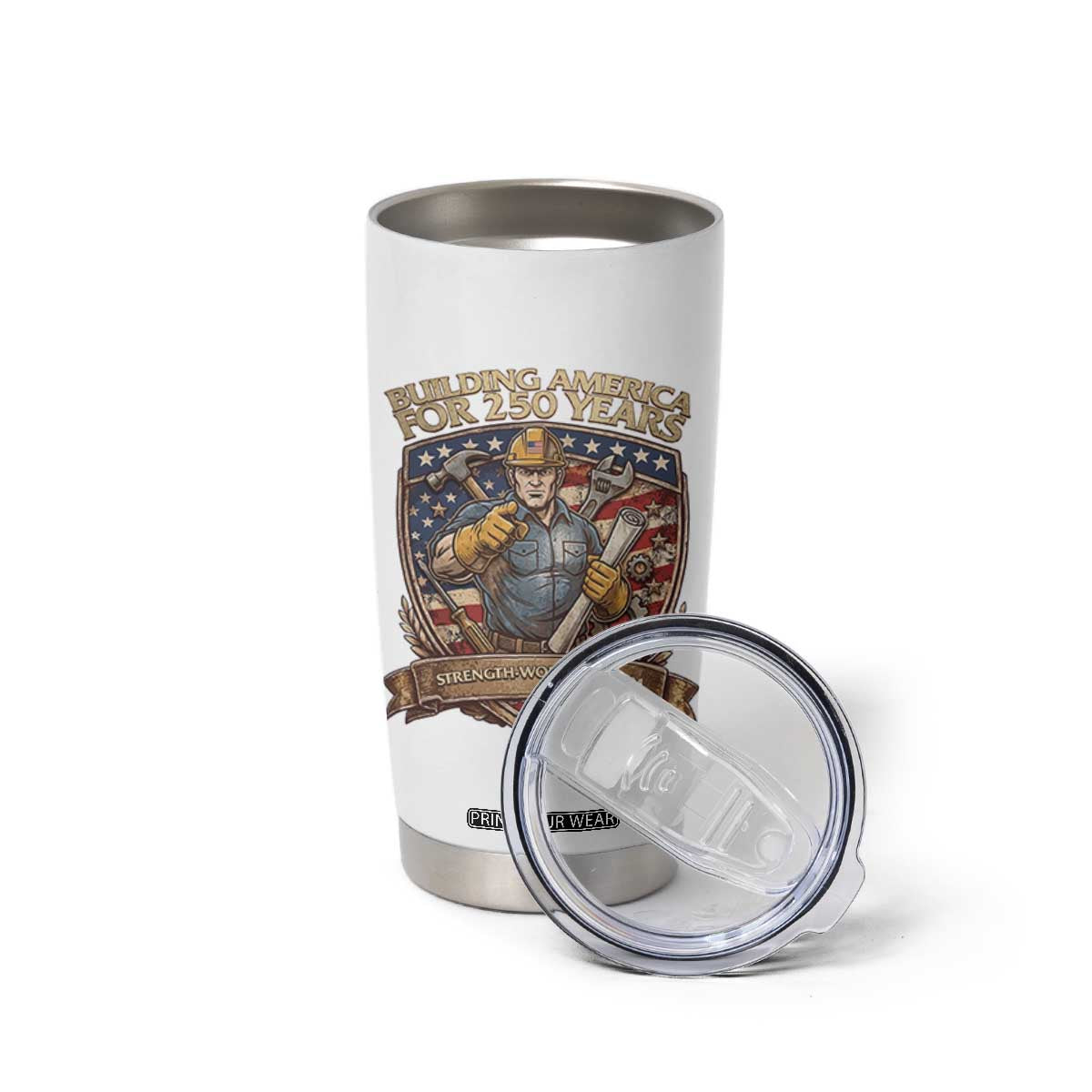 American Construction Worker Tumbler Cup Building America For 250 Years TS12 Print Your Wear