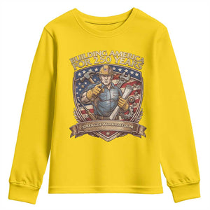 American Construction Worker Youth Sweatshirt Building America For 250 Years TS12 Daisy Print Your Wear