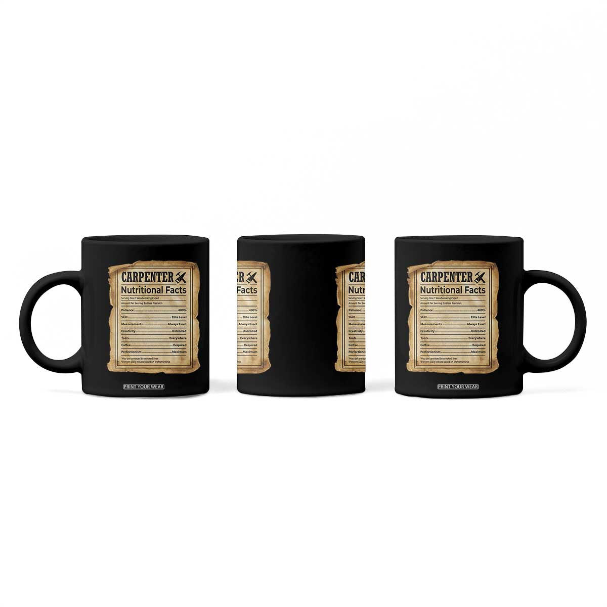 Woodworker Nutrition Label Coffee Mug Carpenter Nutritional Facts Graphic TS12 Print Your Wear