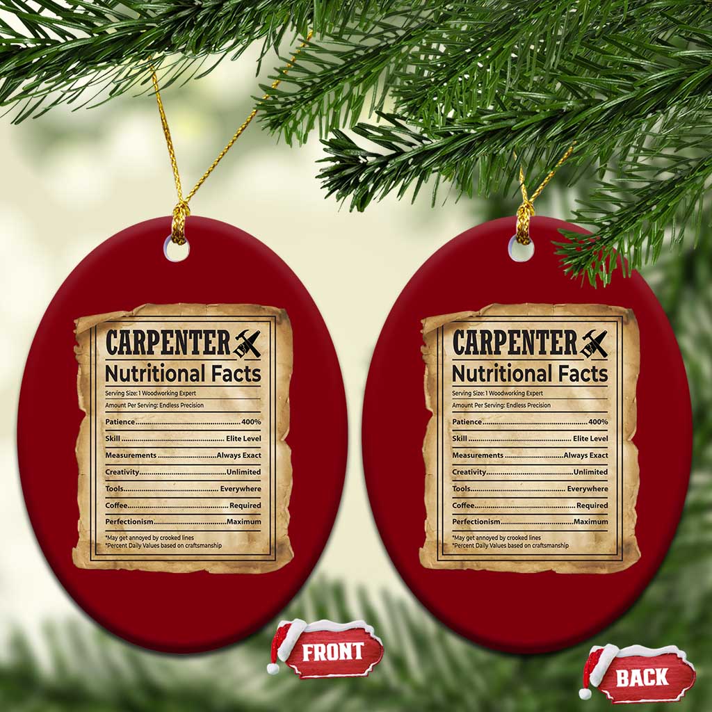 Woodworker Nutrition Label Ceramic Ornament Carpenter Nutritional Facts Graphic TS12 Print Your Wear