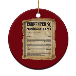 Woodworker Nutrition Label Ceramic Ornament Carpenter Nutritional Facts Graphic TS12 1pc Red Print Your Wear