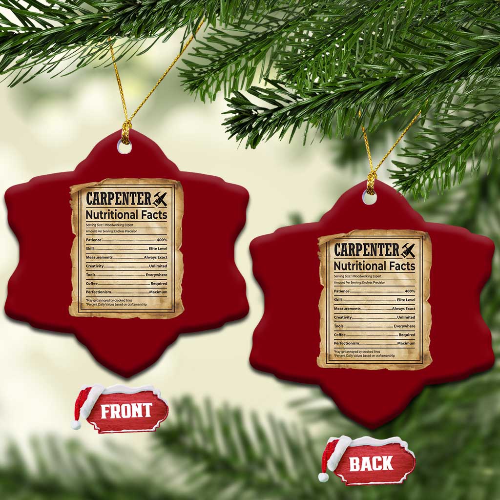Woodworker Nutrition Label Ceramic Ornament Carpenter Nutritional Facts Graphic TS12 Print Your Wear