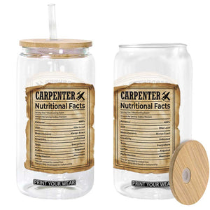 Woodworker Nutrition Label Glass Can Carpenter Nutritional Facts Graphic TS12 Print Your Wear