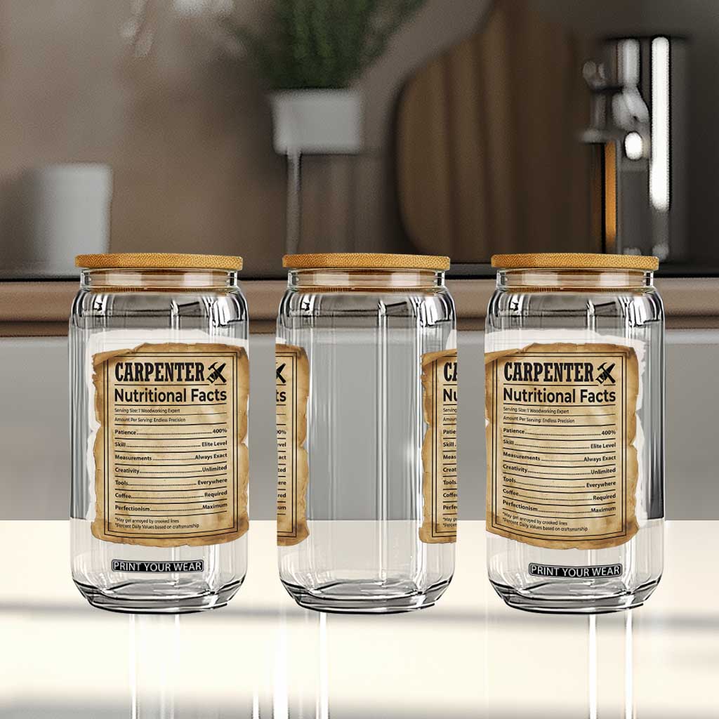 Woodworker Nutrition Label Glass Can Carpenter Nutritional Facts Graphic TS12 Print Your Wear