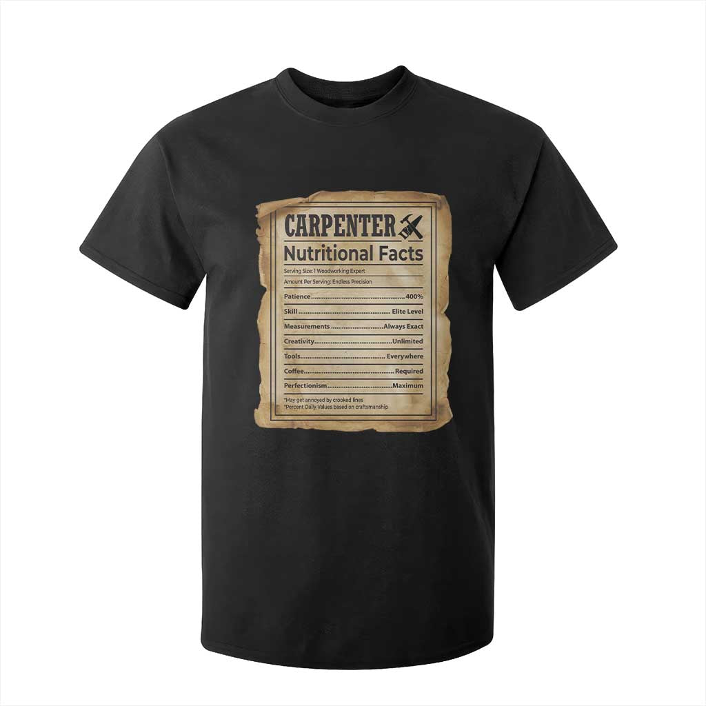 Woodworker Nutrition Label T Shirt For Kid Carpenter Nutritional Facts Graphic TS12 Black Print Your Wear