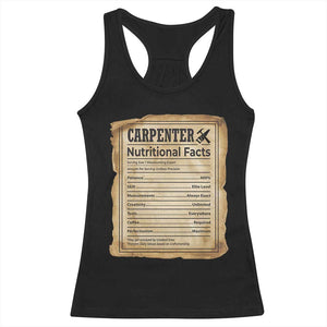 Woodworker Nutrition Label Racerback Tank Top Carpenter Nutritional Facts Graphic TS12 Black Print Your Wear