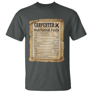 Woodworker Nutrition Label T Shirt Carpenter Nutritional Facts Graphic TS12 Dark Heather Print Your Wear