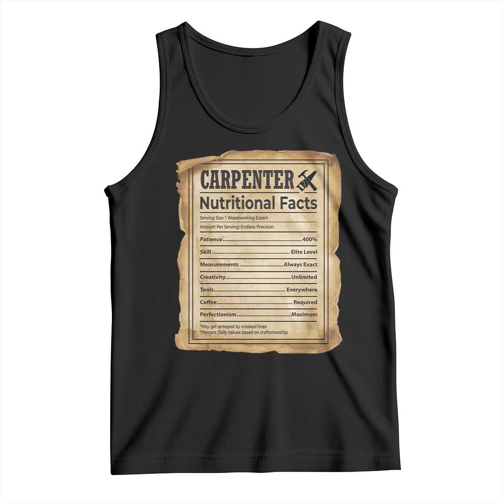 Woodworker Nutrition Label Tank Top Carpenter Nutritional Facts Graphic TS12 Black Print Your Wear