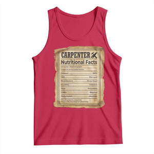 Woodworker Nutrition Label Tank Top Carpenter Nutritional Facts Graphic TS12 Red Print Your Wear