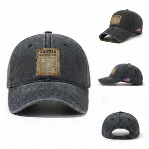Woodworker Nutrition Label Washed Cotton Baseball Cap Carpenter Nutritional Facts Graphic TS12 Washed Cap Universal Fit Dark Gray Print Your Wear