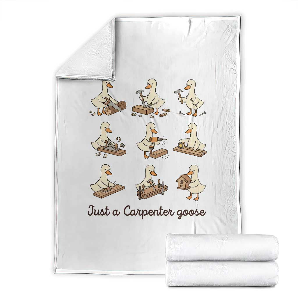 Funny Woodworker Graphic Throw Blanket Just A Carpenter Goose TS12 White Print Your Wear