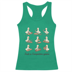 Funny Woodworker Graphic Racerback Tank Top Just A Carpenter Goose TS12 Irish Green Print Your Wear