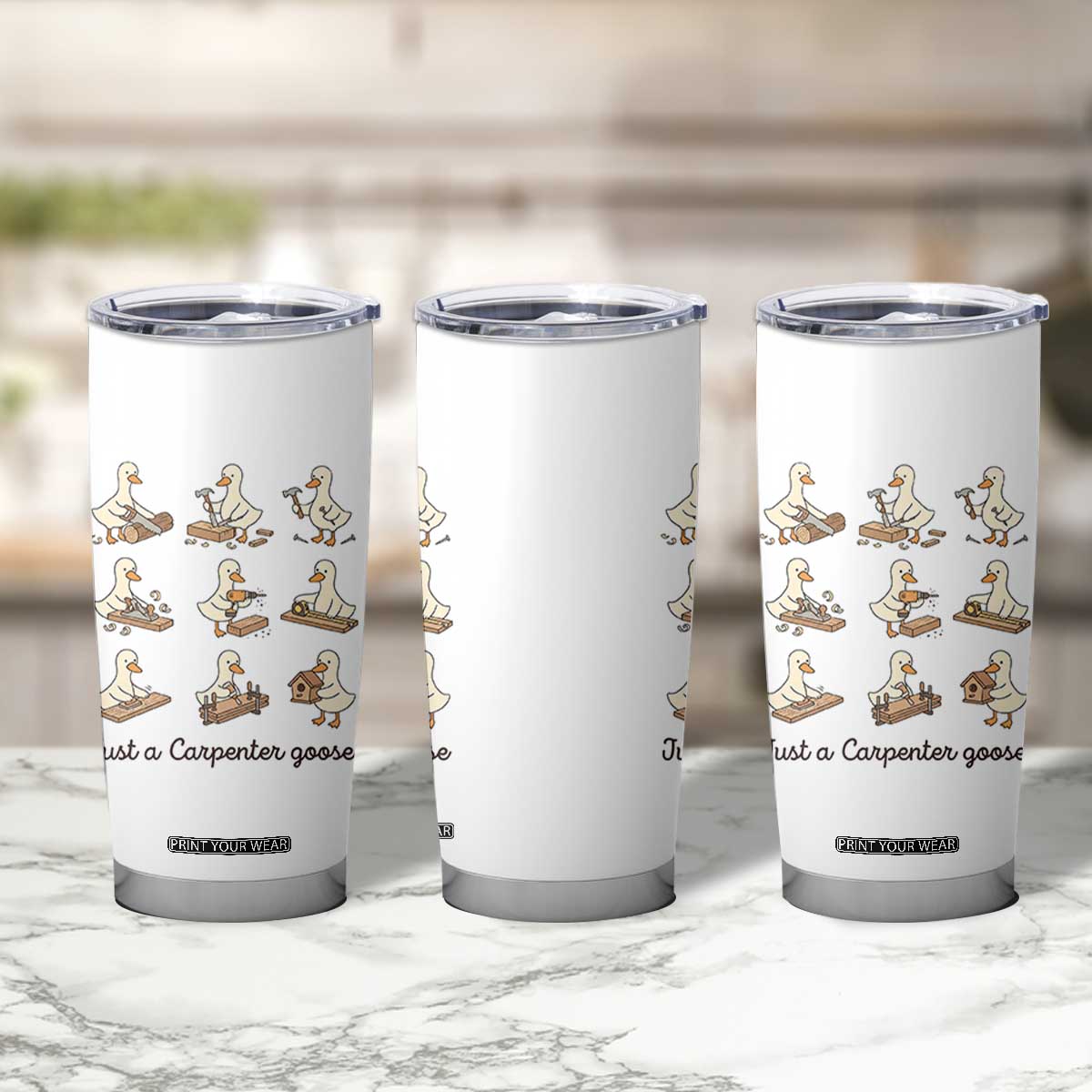 Funny Woodworker Graphic Tumbler Cup Just A Carpenter Goose TS12 Print Your Wear