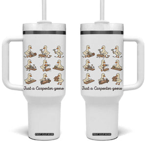 Funny Woodworker Graphic Tumbler With Handle Just A Carpenter Goose TS12 One Size: 40 oz White Print Your Wear
