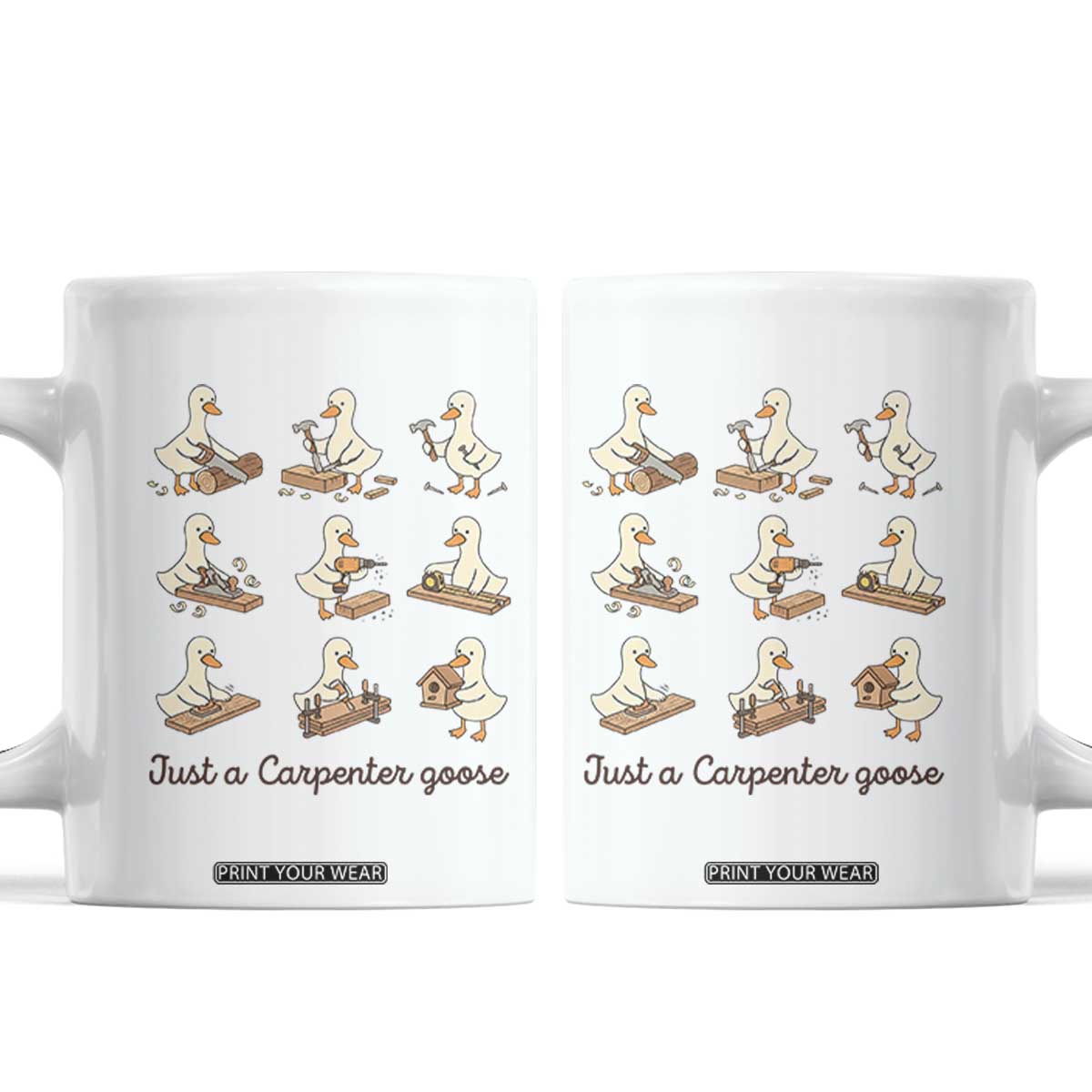 Funny Woodworker Graphic Coffee Mug Just A Carpenter Goose TS12 White Print Your Wear