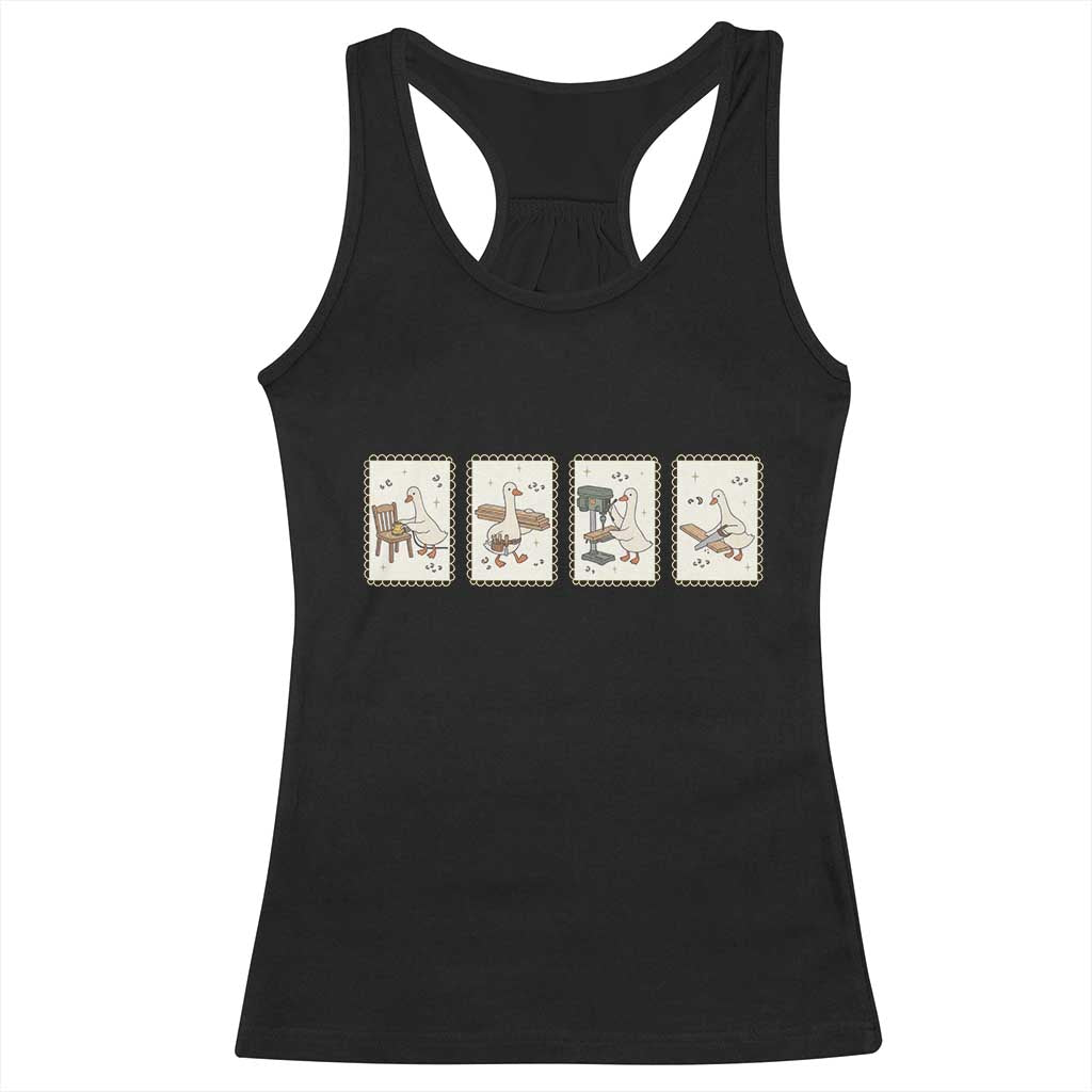 Silly Goose Carpenter Racerback Tank Top Funny Woodworker Dad Gift TS12 Black Print Your Wear