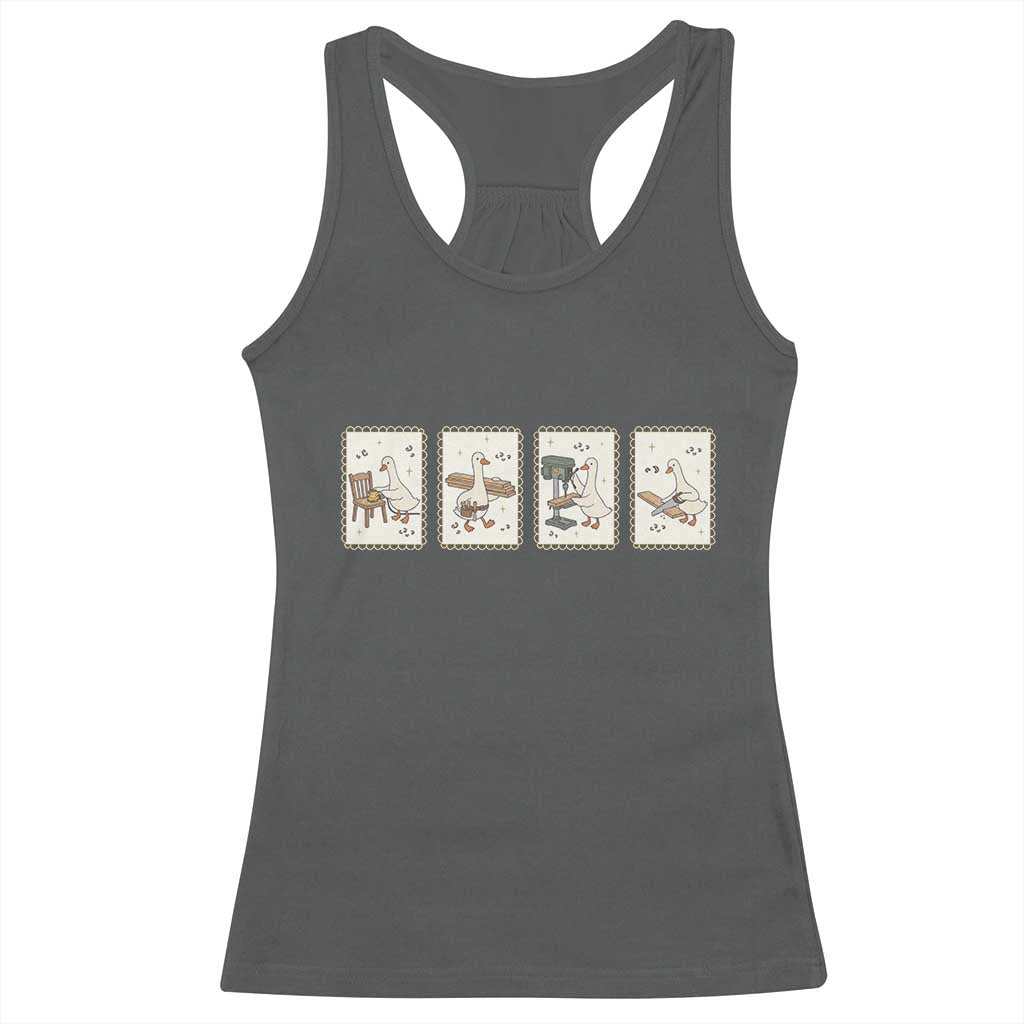 Silly Goose Carpenter Racerback Tank Top Funny Woodworker Dad Gift TS12 Dark Heather Print Your Wear