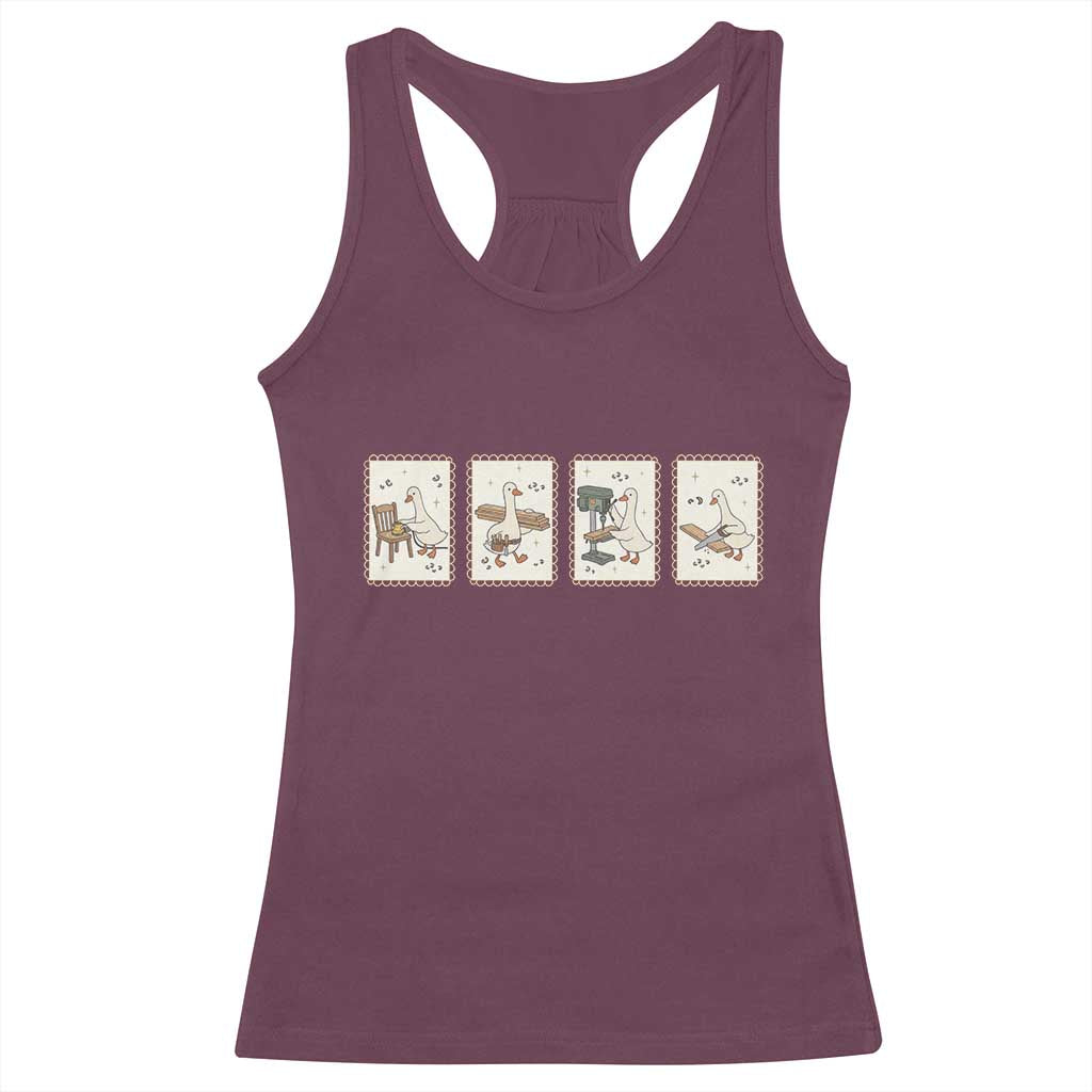 Silly Goose Carpenter Racerback Tank Top Funny Woodworker Dad Gift TS12 Maroon Print Your Wear