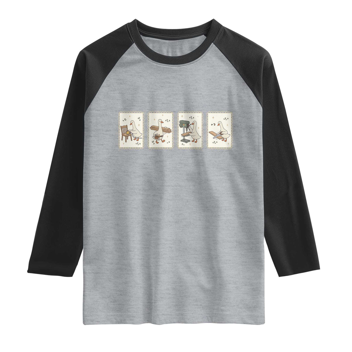 Silly Goose Carpenter Raglan Shirt Funny Woodworker Dad Gift TS12 Heather Gray Black Print Your Wear