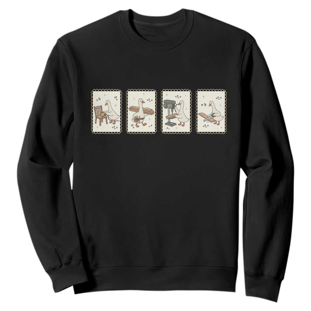 Silly Goose Carpenter Sweatshirt Funny Woodworker Dad Gift TS12 Black Print Your Wear