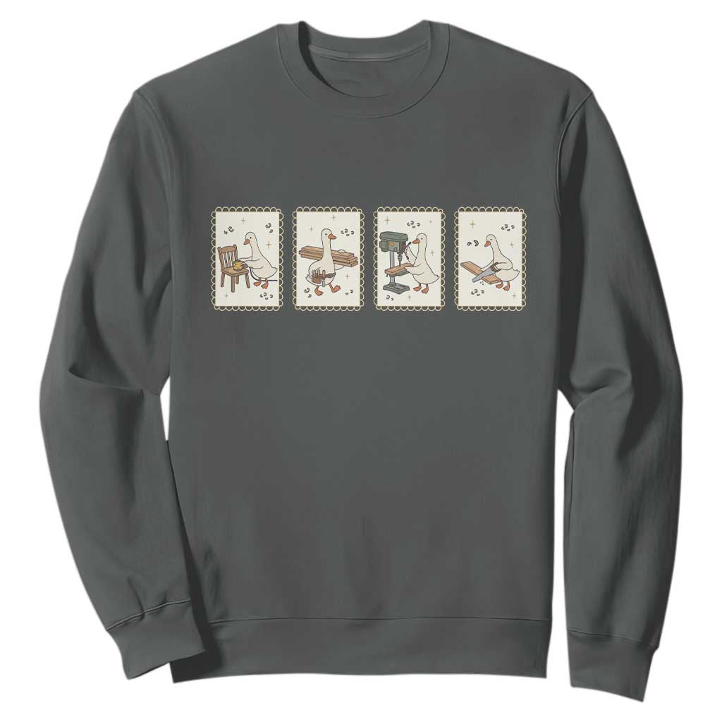Silly Goose Carpenter Sweatshirt Funny Woodworker Dad Gift TS12 Dark Heather Print Your Wear