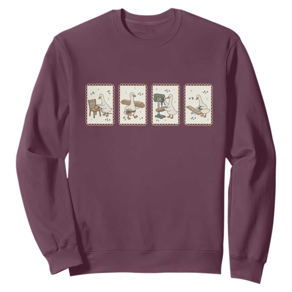 Silly Goose Carpenter Sweatshirt Funny Woodworker Dad Gift TS12 Maroon Print Your Wear