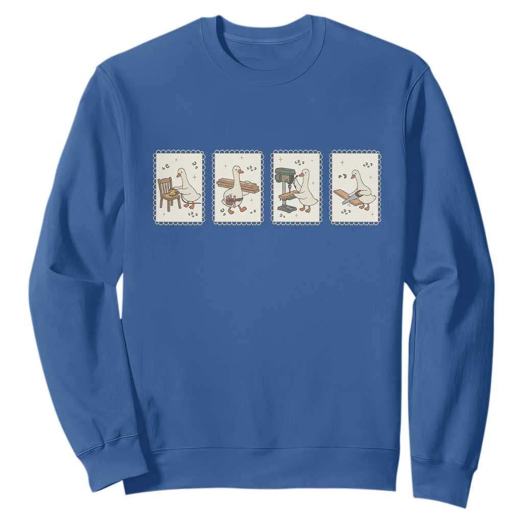 Silly Goose Carpenter Sweatshirt Funny Woodworker Dad Gift TS12 Royal Blue Print Your Wear