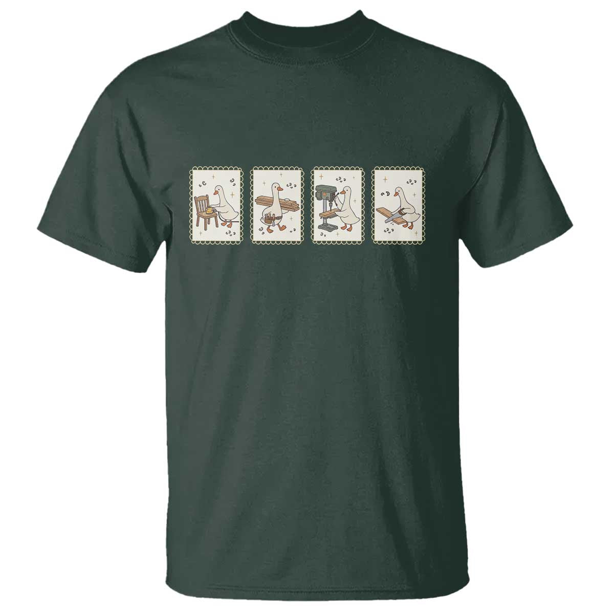 Silly Goose Carpenter T Shirt Funny Woodworker Dad Gift TS12 Dark Forest Green Print Your Wear