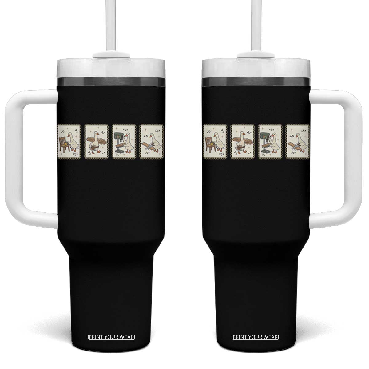 Silly Goose Carpenter Tumbler With Handle Funny Woodworker Dad Gift TS12 One Size: 40 oz Black Print Your Wear