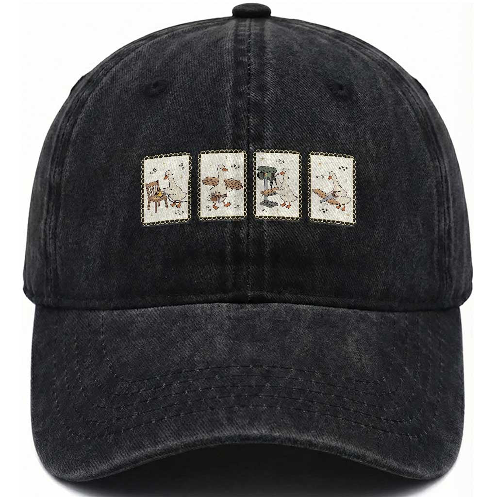 Silly Goose Carpenter Washed Cotton Baseball Cap Funny Woodworker Dad Gift TS12 Print Your Wear