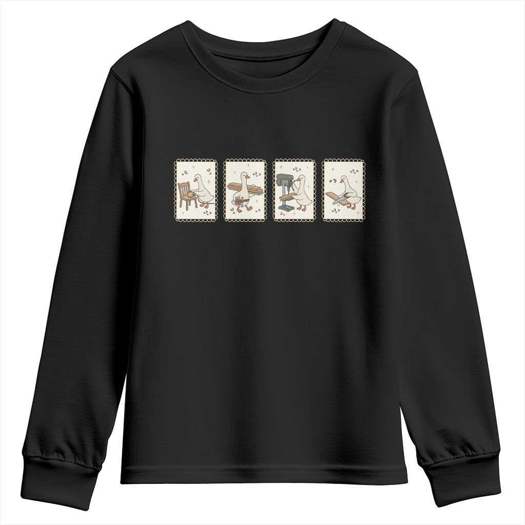 Silly Goose Carpenter Youth Sweatshirt Funny Woodworker Dad Gift TS12 Black Print Your Wear