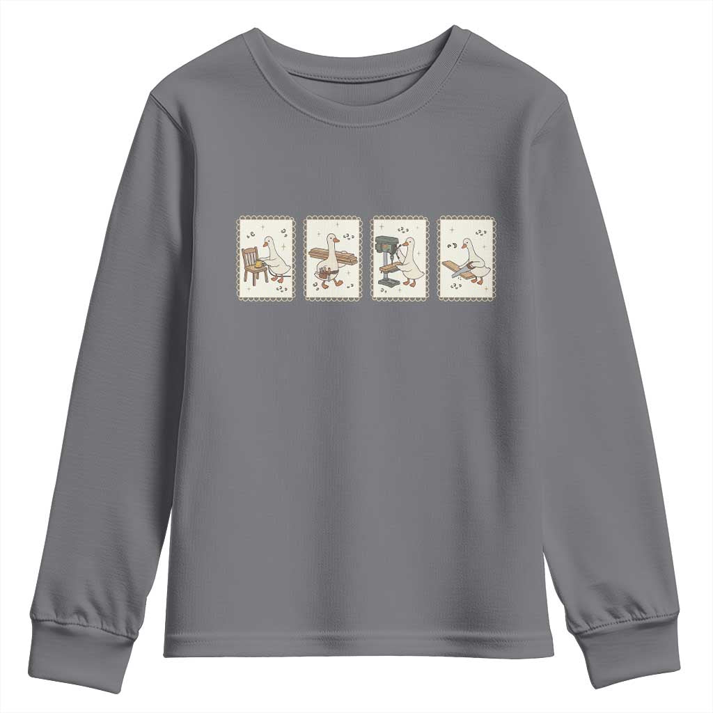 Silly Goose Carpenter Youth Sweatshirt Funny Woodworker Dad Gift TS12 Charcoal Print Your Wear