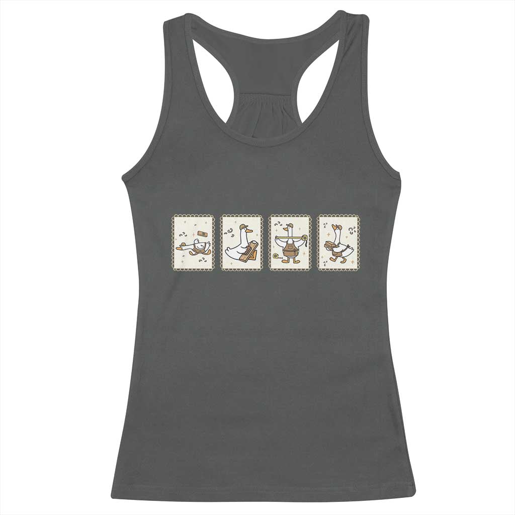 Silly Goose Builder Racerback Tank Top Funny Woodworker Dad Gift TS12 Dark Heather Print Your Wear