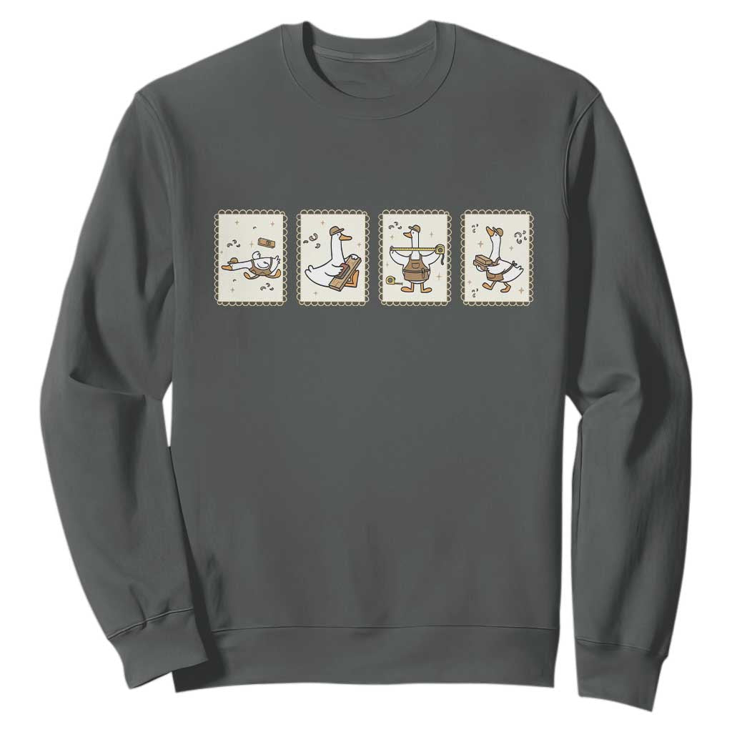 Silly Goose Builder Sweatshirt Funny Woodworker Dad Gift TS12 Dark Heather Print Your Wear
