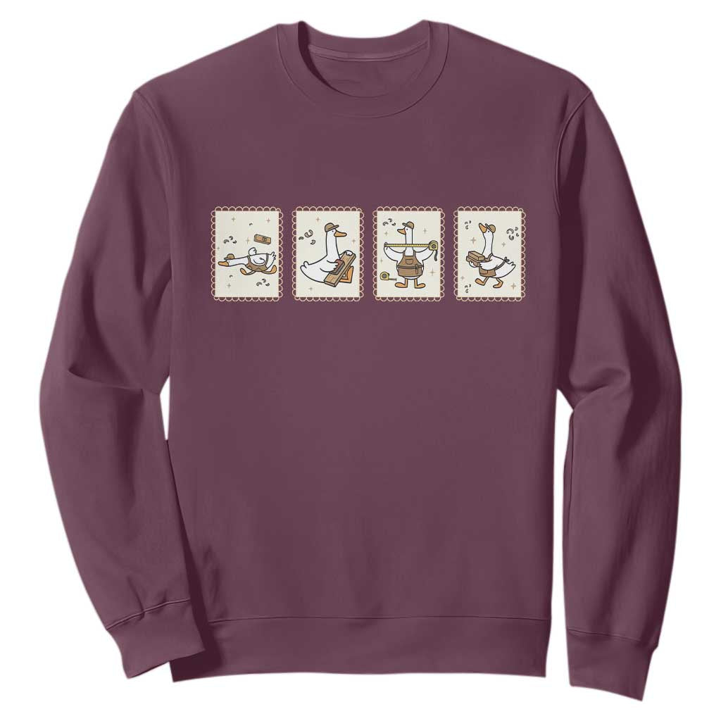 Silly Goose Builder Sweatshirt Funny Woodworker Dad Gift TS12 Maroon Print Your Wear