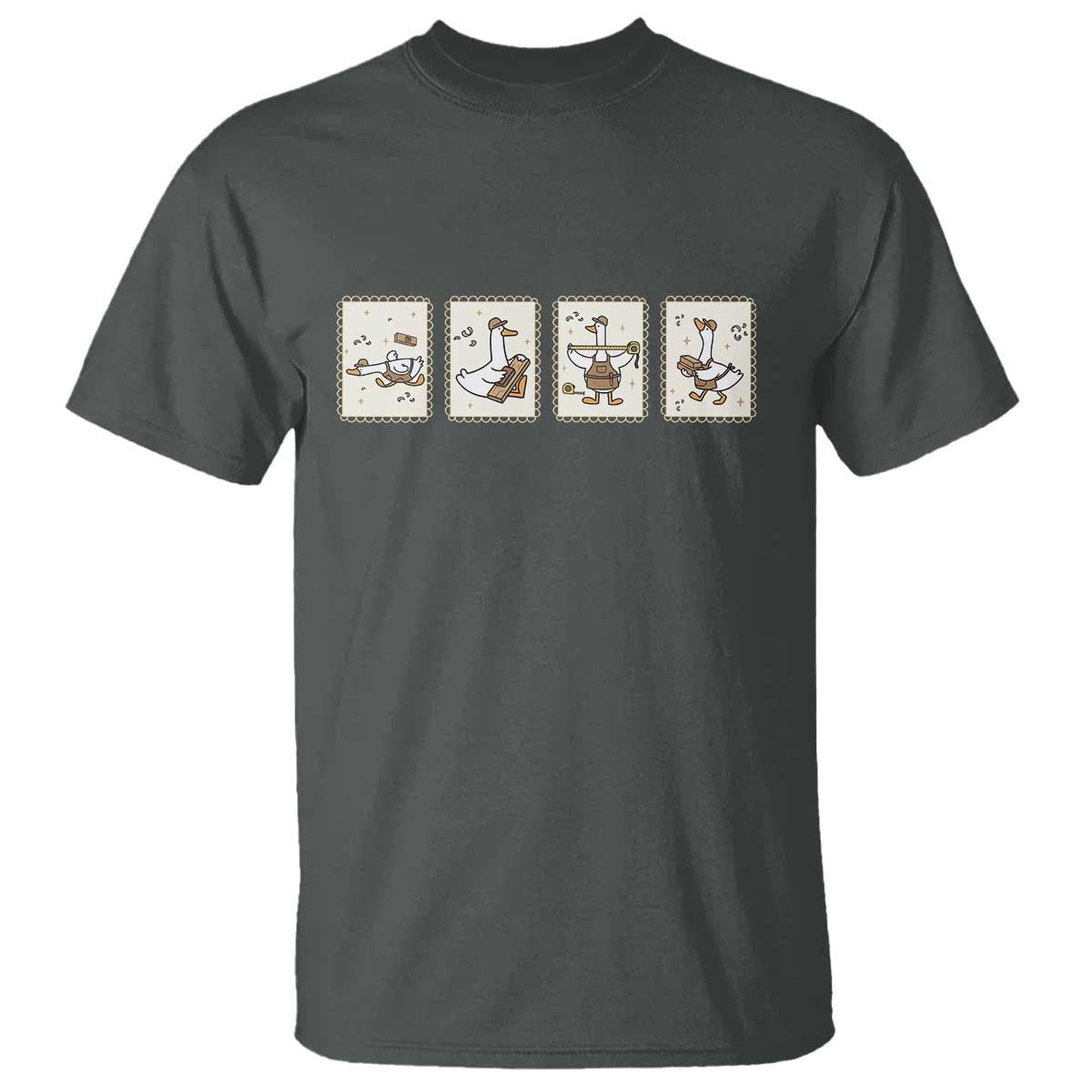 Silly Goose Builder T Shirt Funny Woodworker Dad Gift TS12 Dark Heather Print Your Wear
