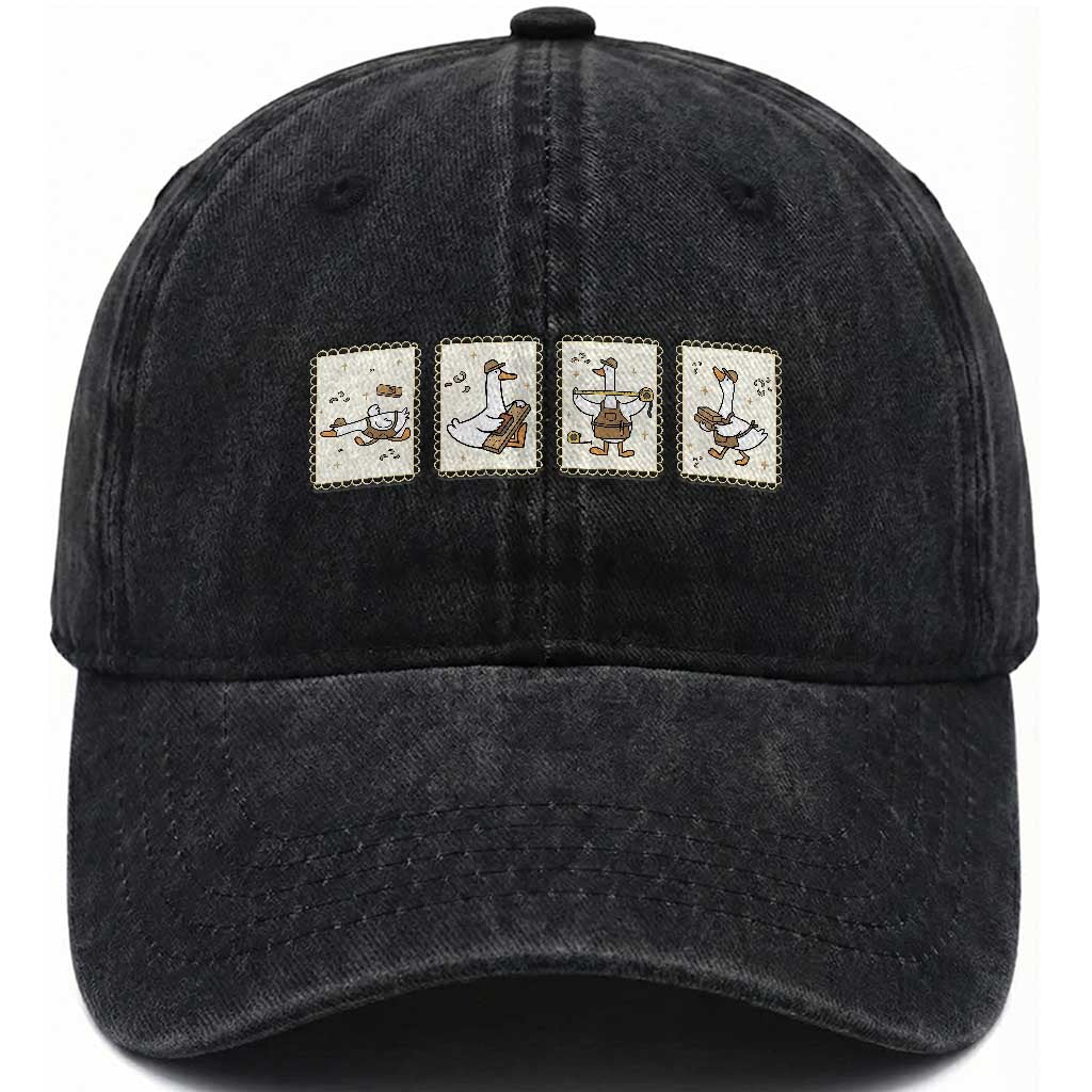Silly Goose Builder Washed Cotton Baseball Cap Funny Woodworker Dad Gift TS12 Print Your Wear