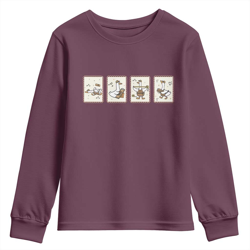 Silly Goose Builder Youth Sweatshirt Funny Woodworker Dad Gift TS12 Maroon Print Your Wear