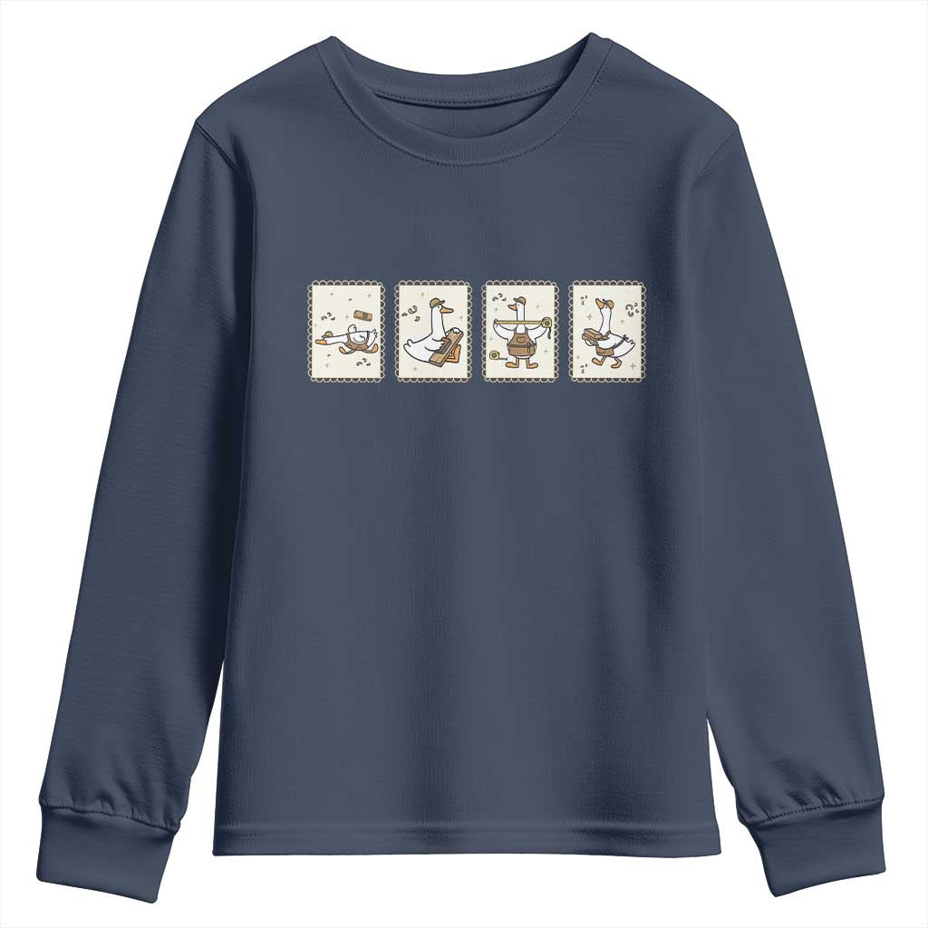 Silly Goose Builder Youth Sweatshirt Funny Woodworker Dad Gift TS12 Navy Print Your Wear