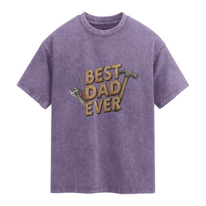 Funny Woodworking Dad Gift Washed Cotton T-Shirt Best Dad Ever