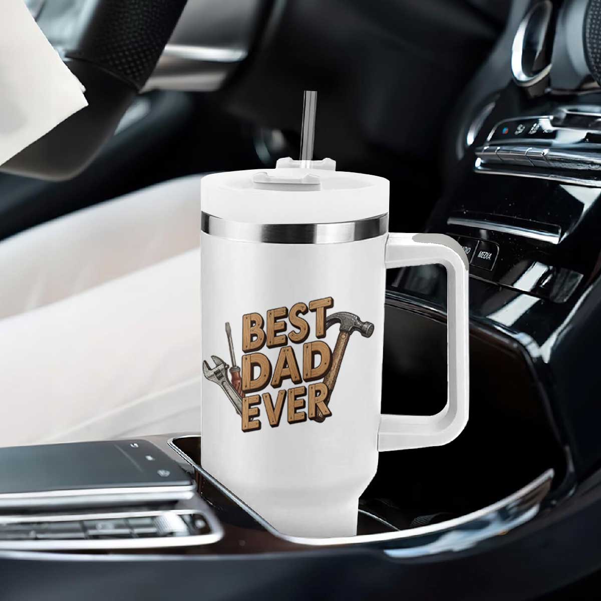 Funny Woodworking Dad Gift Tumbler With Handle Best Dad Ever TS12 Print Your Wear