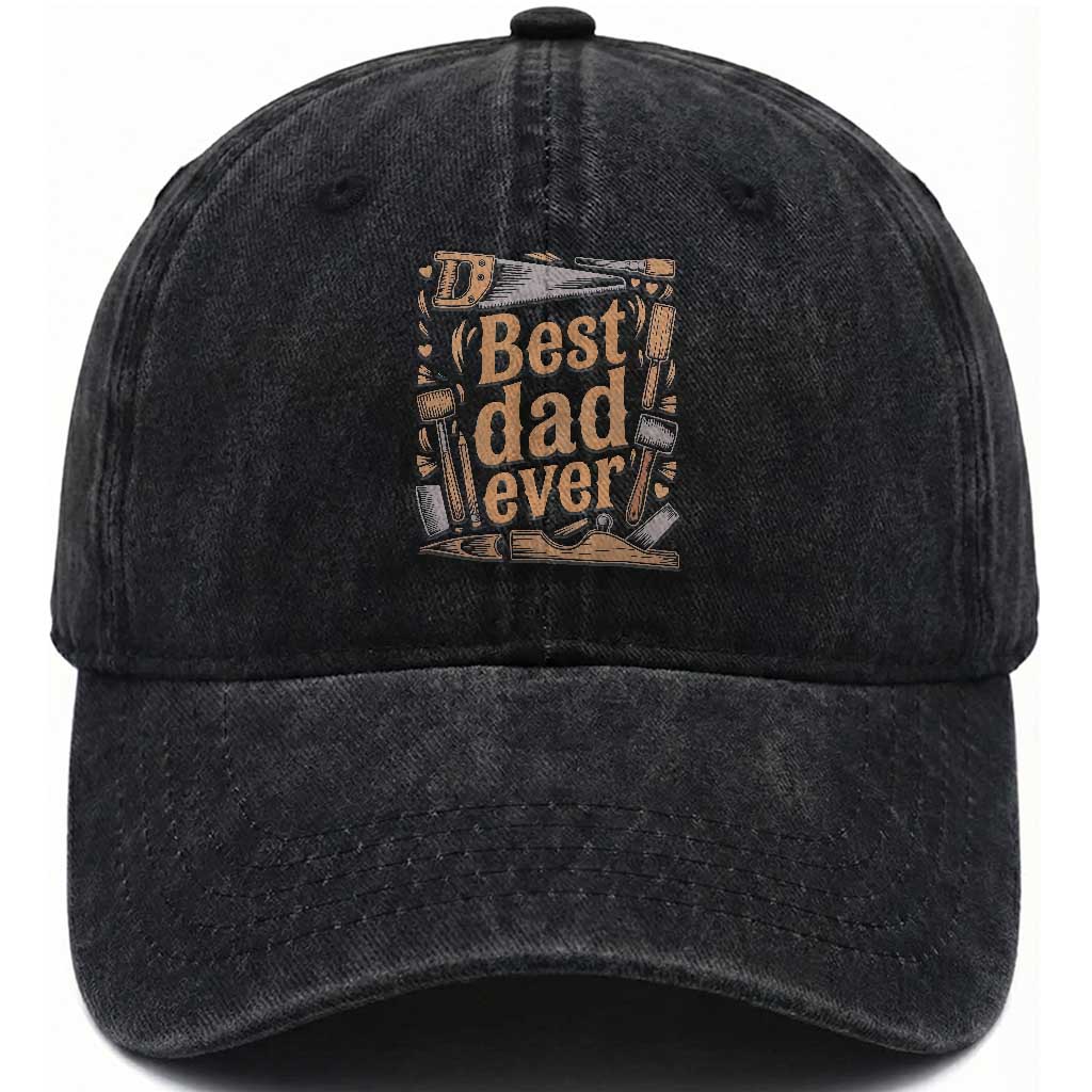 Woodworking Fathers Day Gift Washed Cotton Baseball Cap Best Dad Ever TS12 Print Your Wear