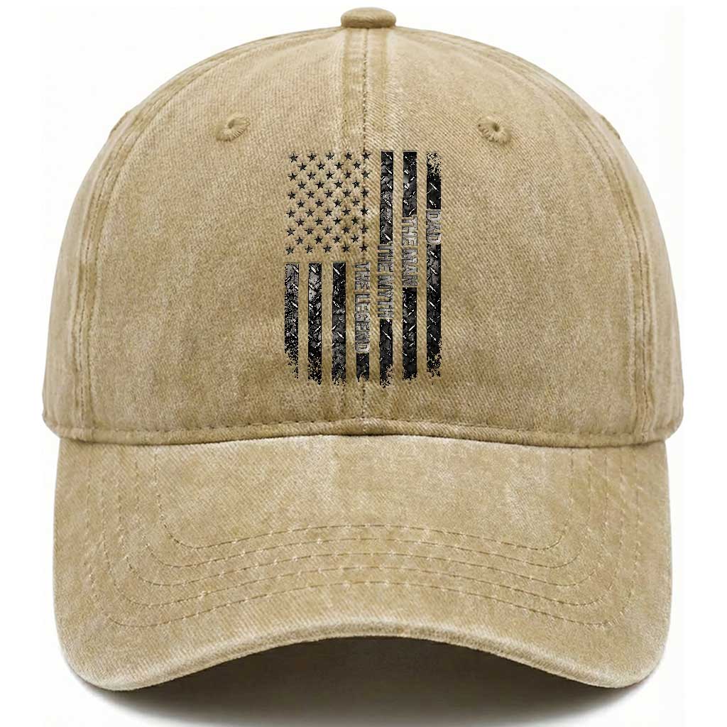 Dad The Man The Myth The Legend Washed Cotton Baseball Cap Proud American Welder Gift TS12 Print Your Wear
