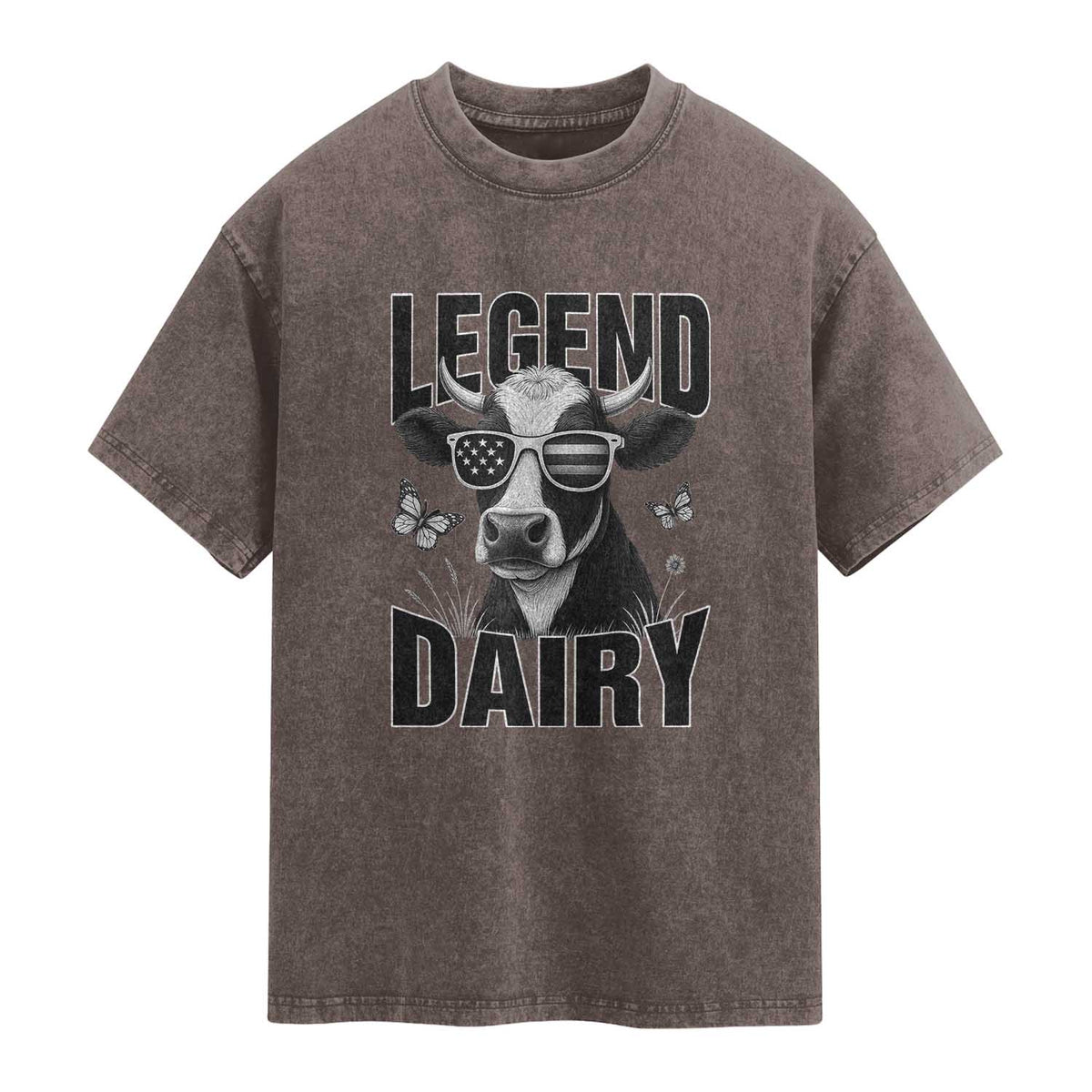 Legend Dairy Washed Cotton T-Shirt Funny Farmer Milk Joke Cow