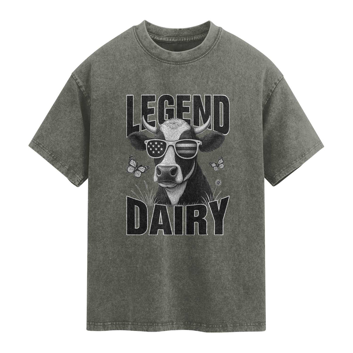 Legend Dairy Washed Cotton T-Shirt Funny Farmer Milk Joke Cow