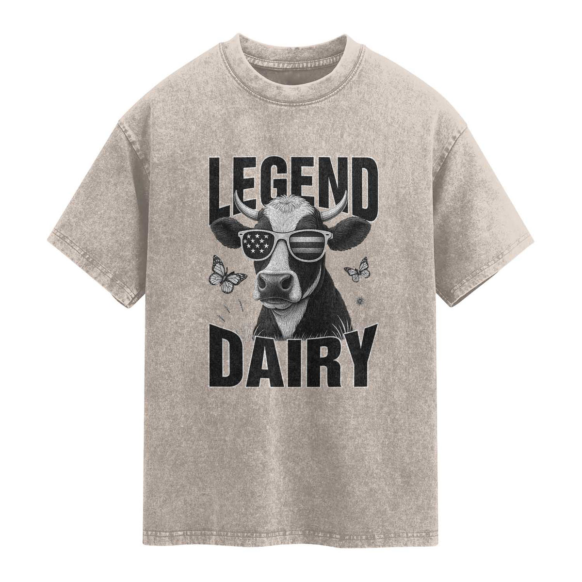Legend Dairy Washed Cotton T-Shirt Funny Farmer Milk Joke Cow