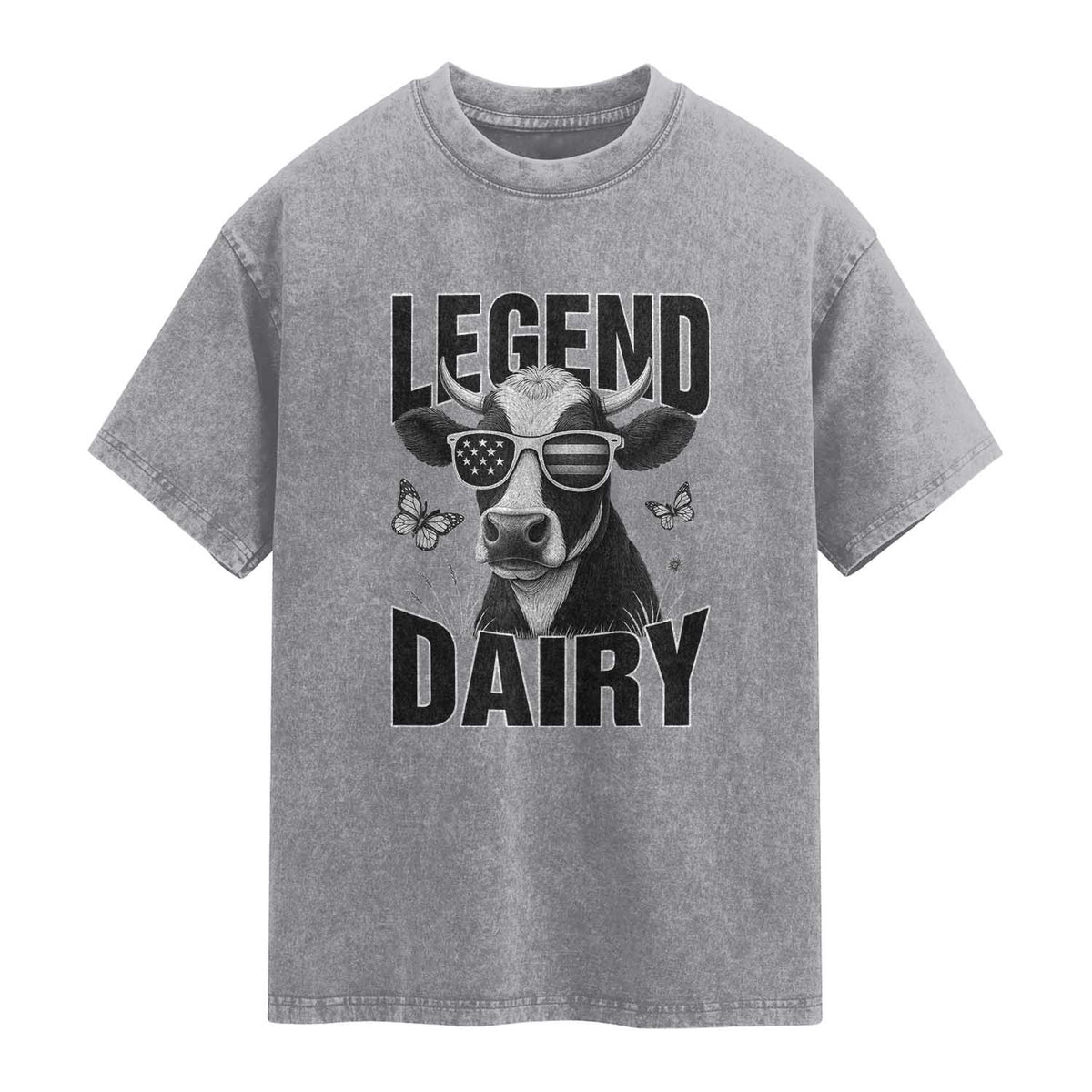 Legend Dairy Washed Cotton T-Shirt Funny Farmer Milk Joke Cow