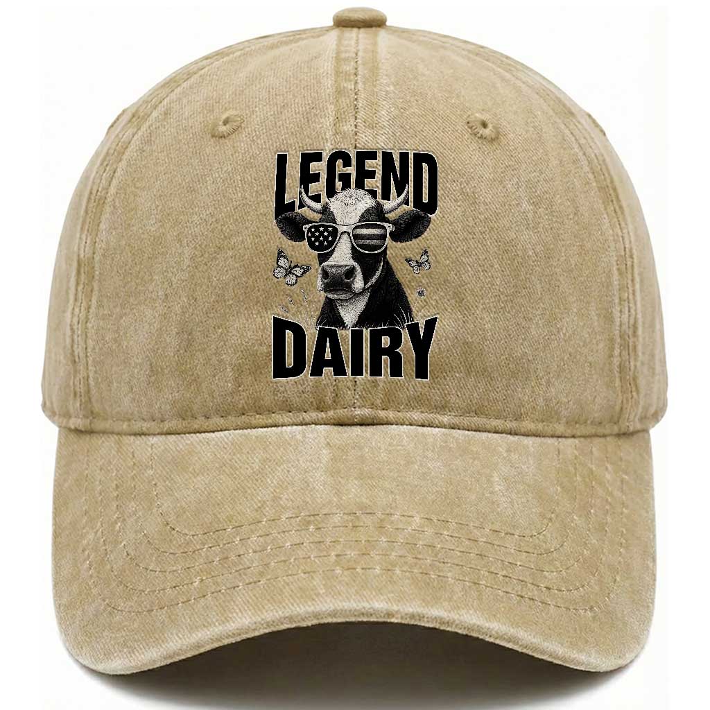 Legend Dairy Washed Cotton Baseball Cap Funny Farmer Milk Joke Cow TS12 Print Your Wear